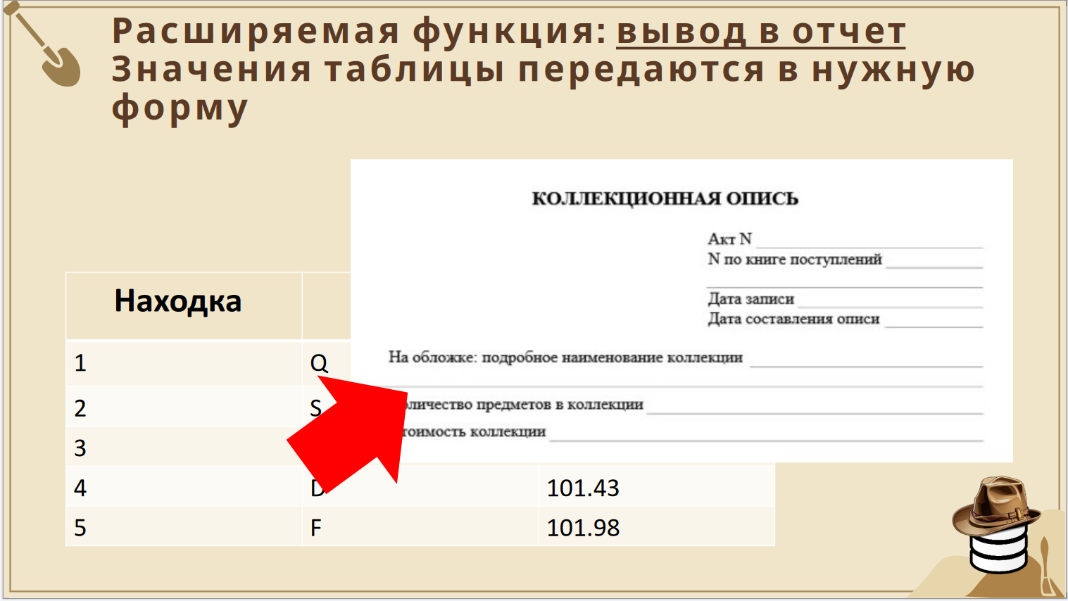 Вывод в отчёт